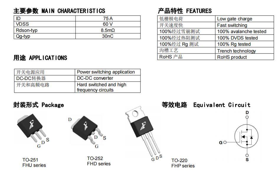 FHP50N06國產MOS管參數